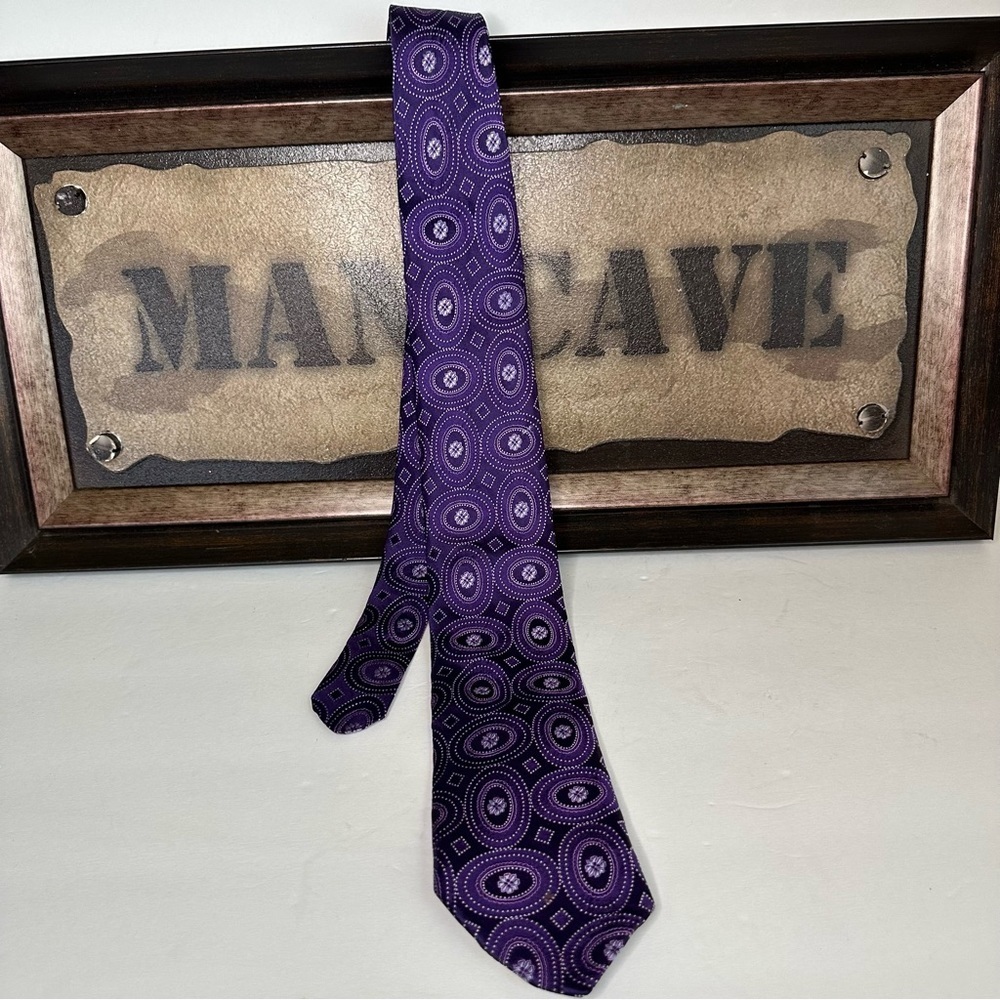 Ted Baker London Purple Silk Tie woven Medallion